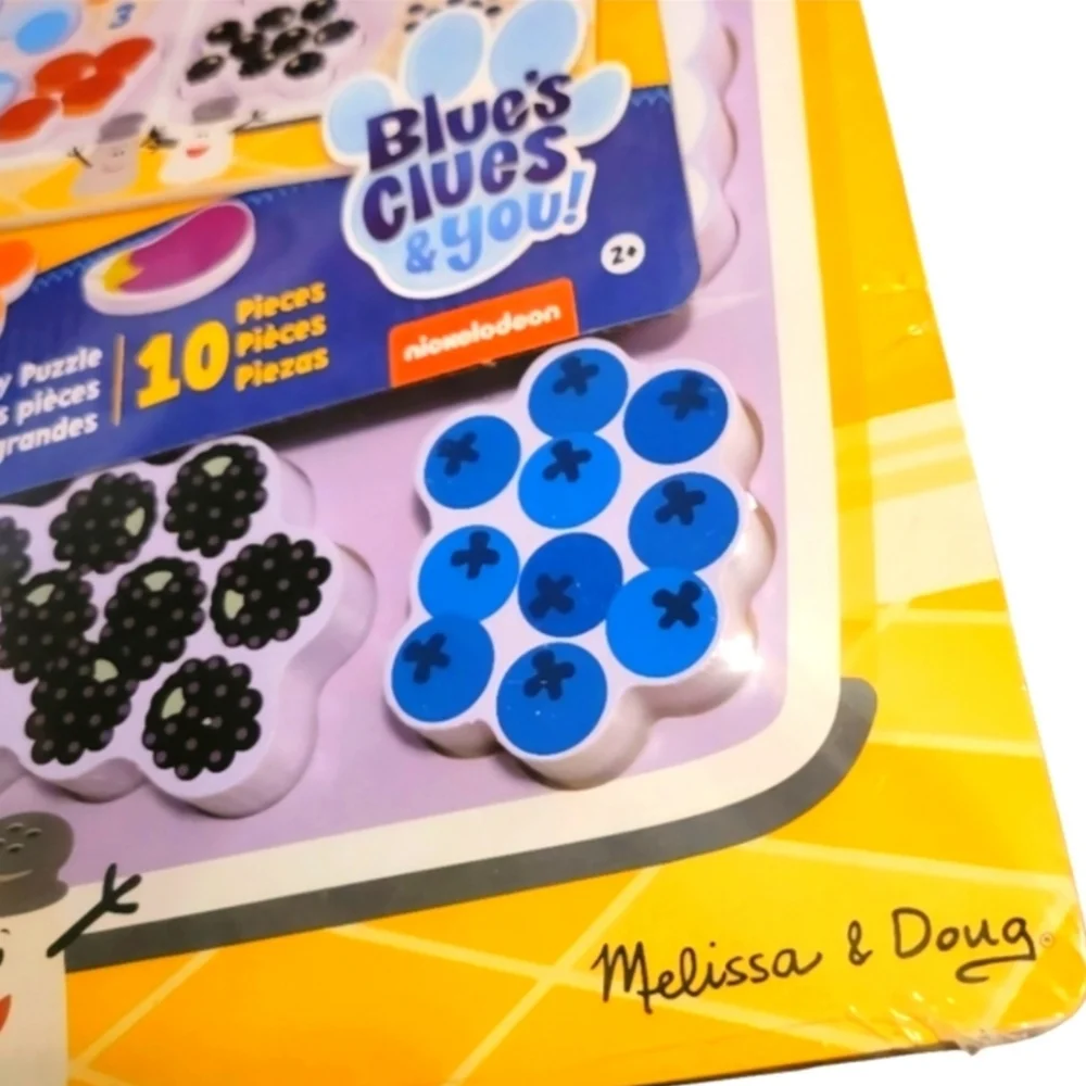 NEW Melissa & Doug Blue's Clues & You Fridge Food 10 Piece Wooden Chunky Puzzle
